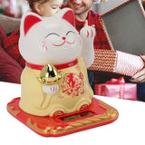 Lucky Waving Cat Light Induction Plastic Chinese Welcome Cat Ornament for Home Cars Yellow