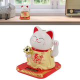 Lucky Waving Cat Light Induction Plastic Chinese Welcome Cat Ornament for Home Cars Yellow
