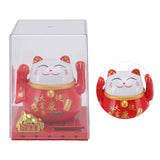 Solar Powered Waving Red Fat Cat Good Luck Wealth Welcoming Lucky Fortune Cat Home Room Office Desktop Decoration Large Size