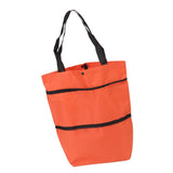 Shopping Cart Foldable Bag Large Capacity Zipper Design Oxford Cloth with Wheel for Camping Orange