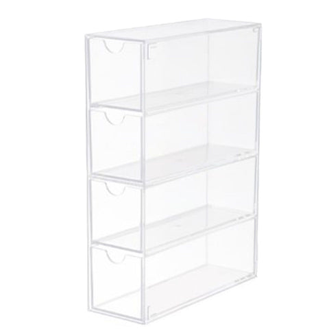 4 Drawers Eyeglass Storage Organizer Box Clear Acrylic Stackable Sunglasses Display Holder Organizer for Makeup Office Items
