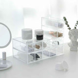 4 Drawers Eyeglass Storage Organizer Box Clear Acrylic Stackable Sunglasses Display Holder Organizer for Makeup Office Items