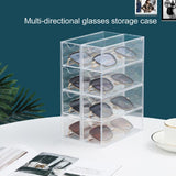 4 Drawers Eyeglass Storage Organizer Box Clear Acrylic Stackable Sunglasses Display Holder Organizer for Makeup Office Items