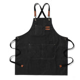 Work Apron Waterproof Breathable Adjustable Thickened Unisex Kitchen Apron with Pockets for BBQ Gardening Black