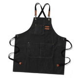 Work Apron Waterproof Breathable Adjustable Thickened Unisex Kitchen Apron with Pockets for BBQ Gardening Black