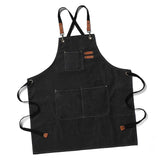 Work Apron Waterproof Breathable Adjustable Thickened Unisex Kitchen Apron with Pockets for BBQ Gardening Black