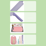 7 PCS Wheat Straw Knife Set Chef Knife Bread Knife Peeling Knife Scissors Peeler Cutter Kit with Chopping Board