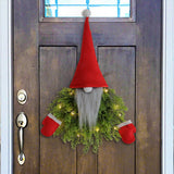 Luminous Faceless Santa Claus Christmas Wreath Door Hanging Restaurant Bar Wall Hanging Christmas Decoration
