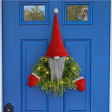Luminous Faceless Santa Claus Christmas Wreath Door Hanging Restaurant Bar Wall Hanging Christmas Decoration
