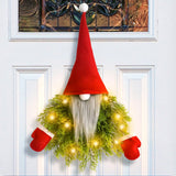 Luminous Faceless Santa Claus Christmas Wreath Door Hanging Restaurant Bar Wall Hanging Christmas Decoration