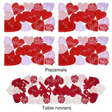 Valentine's Day Love Heart Proposal Embroidery Table Runner Placemats, European Style Love Heart Tea Table Dining Decoration Mats