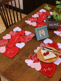 Valentine's Day Love Heart Proposal Embroidery Table Runner Placemats, European Style Love Heart Tea Table Dining Decoration Mats