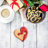 Wooden Heart Decorative Ornament Heart Shaped Craft Pendant Gift For Mother's Day Valentine's Day