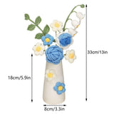 Simulation Woolen Flower Handmade Knitting Artificial Flower Crochet Knitted Flower with Ceramic Vase Table Flower Gift In Australia - Darrahopens