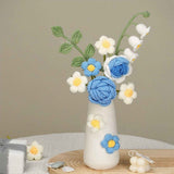 Simulation Woolen Flower Handmade Knitting Artificial Flower Crochet Knitted Flower with Ceramic Vase Table Flower Gift In Australia - Darrahopens