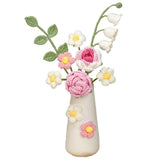 Simulation Woolen Flower Handmade Knitting Artificial Flower Crochet Knitted Flower with Ceramic Vase Table Flower Gift In Australia - Darrahopens