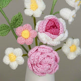 Simulation Woolen Flower Handmade Knitting Artificial Flower Crochet Knitted Flower with Ceramic Vase Table Flower Gift In Australia - Darrahopens