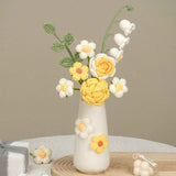 Simulation Woolen Flower Handmade Knitting Artificial Flower Crochet Knitted Flower with Ceramic Vase Table Flower Gift In Australia - Darrahopens