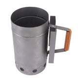 Grill Chimney Starter Wood Handle Compact Barbecue Chimney Starter for Outdoor Cooking Camping