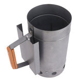 Grill Chimney Starter Wood Handle Compact Barbecue Chimney Starter for Outdoor Cooking Camping