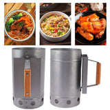 Grill Chimney Starter Wood Handle Compact Barbecue Chimney Starter for Outdoor Cooking Camping