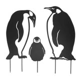 Penguin Family Stake Statue Simulation Vivid Hollow Iron Animal Stake Decoration for Garden Lawn Yard In Australia - Darrahopens