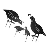 4pcs Outdoor Quail Family Yard Decor Innovative Iron Art Hand Crafted Metal Quail Stake Statue for Outdoor Garden Yard