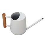 Watering Can 900ml Stainless Steel Long Spout Wooden Handle Elegant Flower Watering Pot for Garden Family Outdoor White