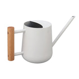 Watering Can 900ml Stainless Steel Long Spout Wooden Handle Elegant Flower Watering Pot for Garden Family Outdoor White