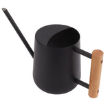 Watering Can 900ml Stainless Steel Long Spout Wooden Handle Elegant Flower Watering Pot for Garden Family Outdoor Black