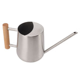 Watering Can 900ml Stainless Steel Long Spout Wooden Handle Elegant Flower Watering Pot for Garden Family Outdoor Silver Color