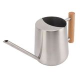 Watering Can 900ml Stainless Steel Long Spout Wooden Handle Elegant Flower Watering Pot for Garden Family Outdoor Silver Color