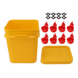 Automatic Chicken Waterer Cup with 12L Handheld Barrel Poultry Drinking Equipemnt for Goose Duck Bucket + Red Bird Bowl + Black Screws