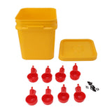 Automatic Chicken Waterer Cup with 12L Handheld Barrel Poultry Drinking Equipemnt for Goose Duck Bucket + Red Bird Bowl + Black Screws