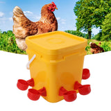 Automatic Chicken Waterer Cup with 12L Handheld Barrel Poultry Drinking Equipemnt for Goose Duck Bucket + Red Bird Bowl + Black Screws