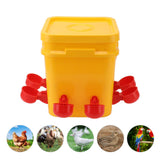 Automatic Chicken Waterer Cup with 12L Handheld Barrel Poultry Drinking Equipemnt for Goose Duck Bucket + Red Bird Bowl + Black Screws