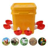 Automatic Chicken Waterer Cup with 12L Handheld Barrel Poultry Drinking Equipemnt for Goose Duck Bucket + Big Red Bowl + Black Screws
