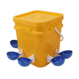 Automatic Chicken Waterer Cup with 12L Handheld Barrel Poultry Drinking Equipemnt for Goose Duck Bucket + Big Blue Bowl + Black Screws