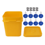 Automatic Chicken Waterer Cup with 12L Handheld Barrel Poultry Drinking Equipemnt for Goose Duck Bucket + Big Blue Bowl + Black Screws