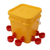 Automatic Chicken Waterer Cup with 12L Handheld Barrel Poultry Drinking Equipemnt for Goose Duck Bucket + Conjoined Red Bird Bowl+ Black Screws