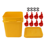 Automatic Chicken Waterer Cup with 12L Handheld Barrel Poultry Drinking Equipemnt for Goose Duck Bucket + Conjoined Red Bird Bowl+ Black Screws