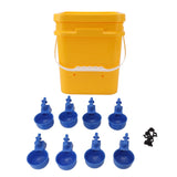 Automatic Chicken Waterer Cup with 12L Handheld Barrel Poultry Drinking Equipemnt for Goose Duck Bucket + Blue Bird Bowl + Black Screws