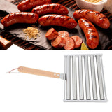 Detachable Stainless Steel Hot Dog Sausage Roller Rack Steamer With Extra Long Wood Handle 4 Skewers 6 Stick Design BBQ Tools S In Australia - Darrahopens
