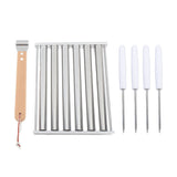 Detachable Stainless Steel Hot Dog Sausage Roller Rack Steamer With Extra Long Wood Handle 4 Skewers 6 Stick Design BBQ Tools M