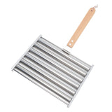 Detachable Stainless Steel Hot Dog Sausage Roller Rack Steamer With Extra Long Wood Handle 4 Skewers 6 Stick Design BBQ Tools M