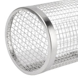 BBQ Net Tube Rolling Grilling Basket Stainless Steel Wire Mesh Cylinder Grill Basket with Fork Hook for Outdoor Barbecue Camping S