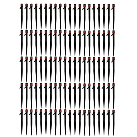 100pcs Drip Emitters 360 Degree Adjustable Water Flow Drippers Sprayer for Patio Lawn Bed Watering System 13cm / 5.1in Red In Australia - Darrahopens