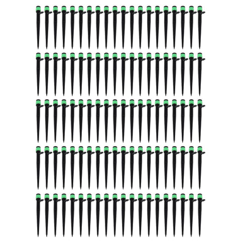 100pcs Drip Emitters 360 Degree Adjustable Water Flow Drippers Sprayer for Patio Lawn Bed Watering System 13cm / 5.1in Green In Australia - Darrahopens