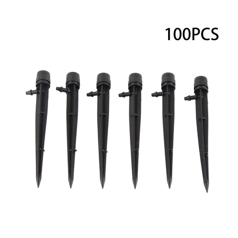 100pcs Drip Emitters 360 Degree Adjustable Water Flow Drippers Sprayer for Patio Lawn Bed Watering System 13cm / 5.1in Black In Australia - Darrahopens