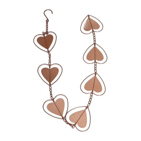 Metal Rain Chain Drainage Function Decorative Heart Shape Wind Chime with Hook for Balcony Patio Corridor In Australia - Darrahopens